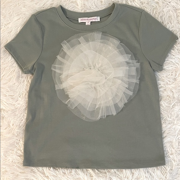 Honey & Sparkle Other - Honey & Sparkle Kids Green Tee with White Tulle Accent Size Medium NWT